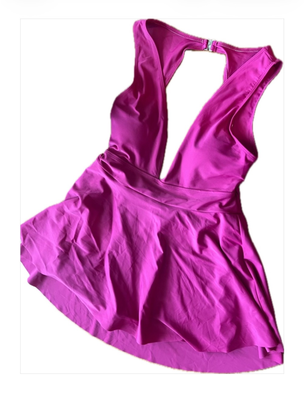 Magenta Swim Dress One-Piece | Open Back | Skirted Bottom | Size Large